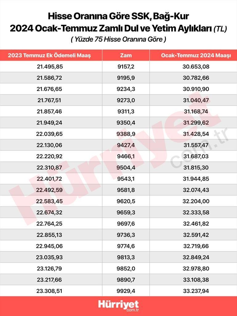 2024 Ocak Dul ve Yetim Maaşlarında %42.60 Zam