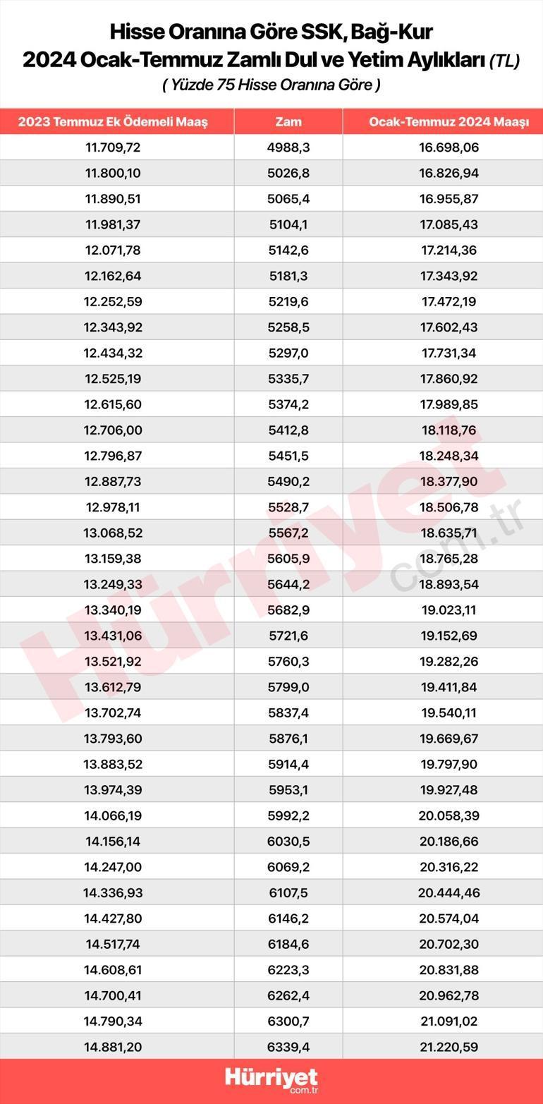 2024 Ocak Dul ve Yetim Maaşlarında %42.60 Zam