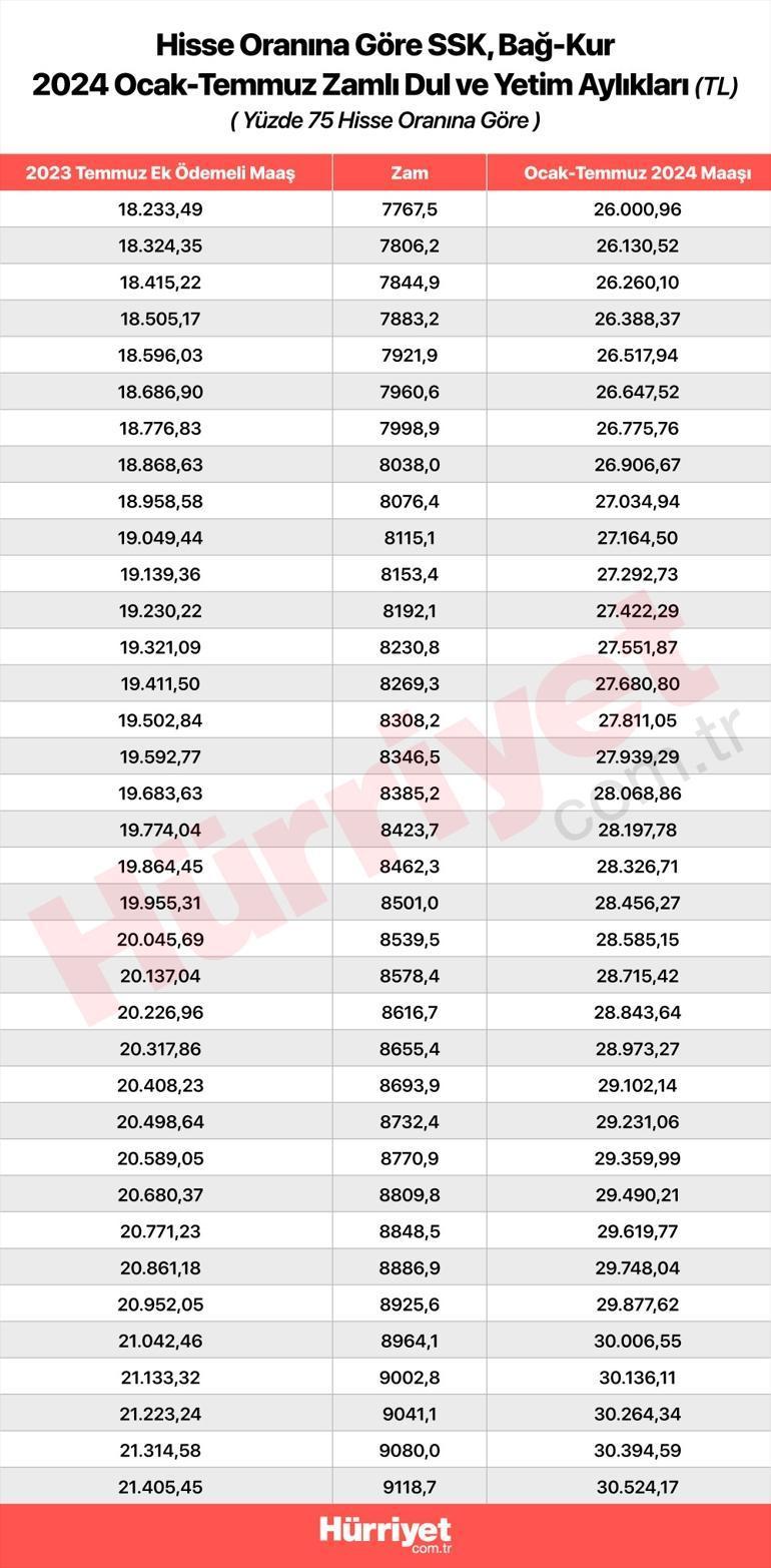 2024 Ocak Dul ve Yetim Maaşlarında %42.60 Zam